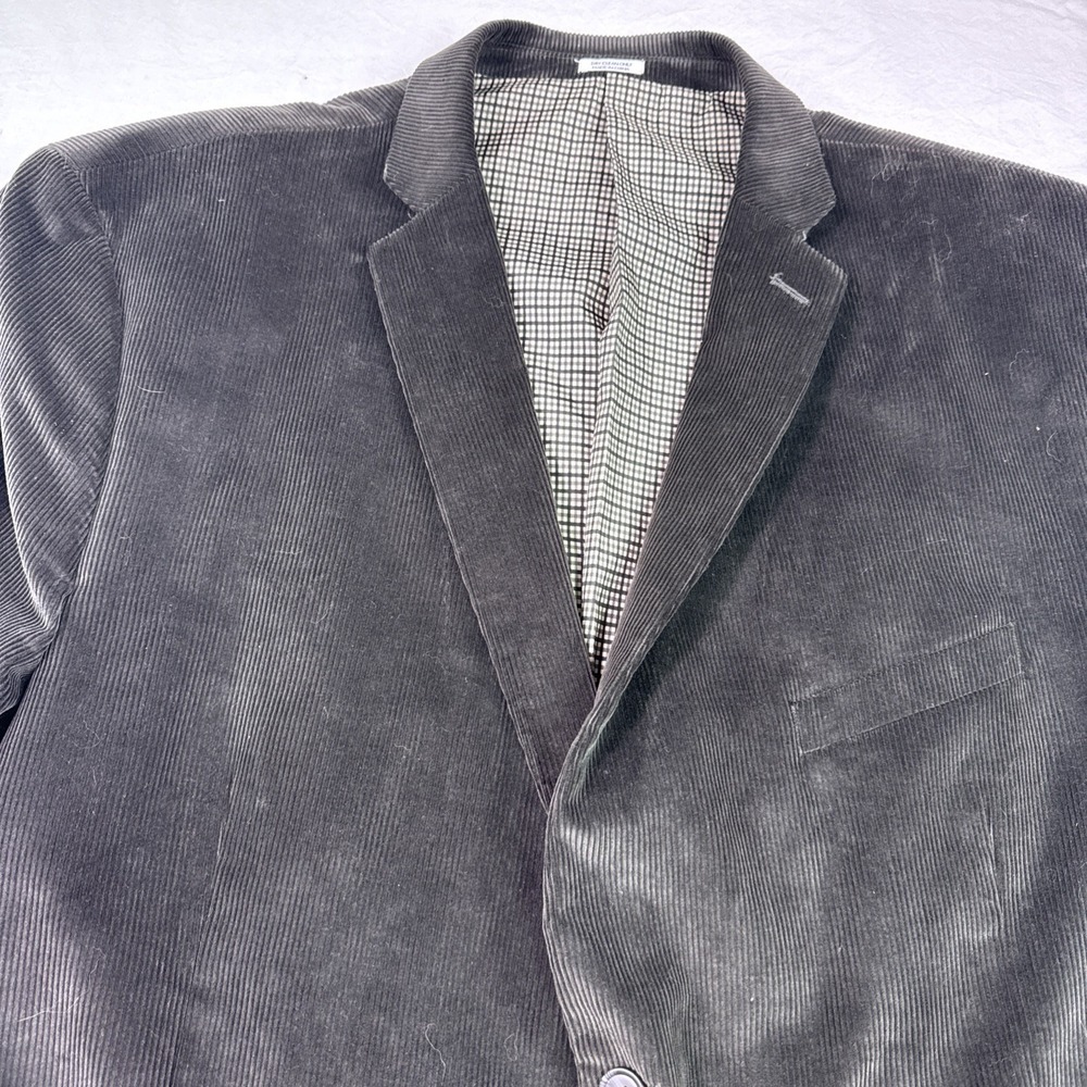 Saddlebred Sport Coat Mens 54L Dark, Gray Corduroy Cotton 2 Button Blazer Academ - Picture 3 of 10